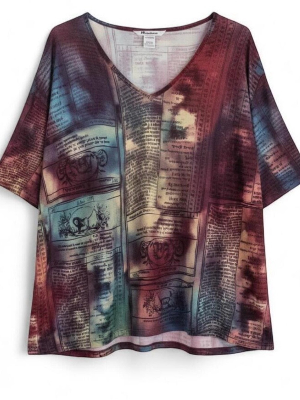 Nygard Red Multicolor Horoscope Top Womens 2X Plus Size